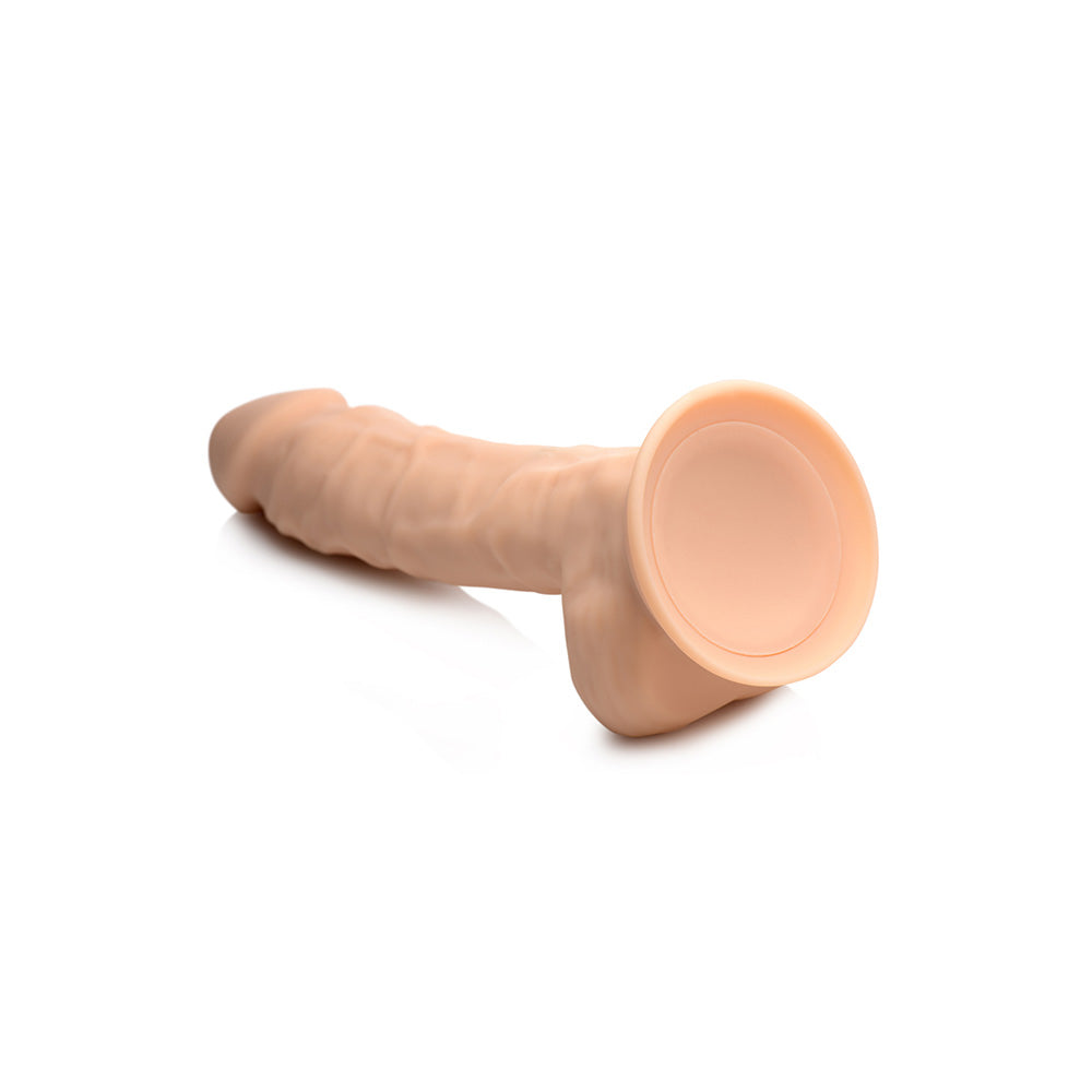 Fleshstixxx 8" Vibrating Silicone Dildo With Balls Light | 653078942040 | Available at EroticWarehouse.com