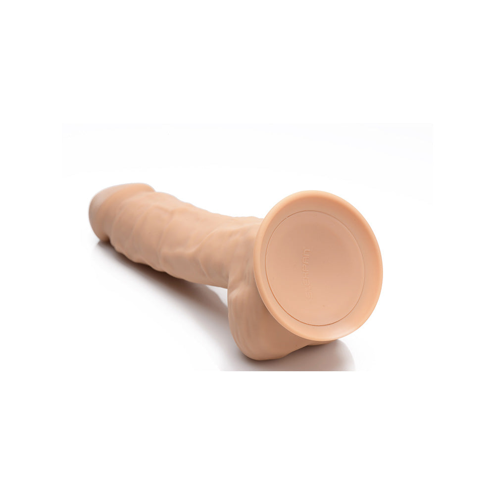 Fleshstixxx 8" Vibrating Silicone Dildo With Balls Tan | 653078942057 | Available at EroticWarehouse.com