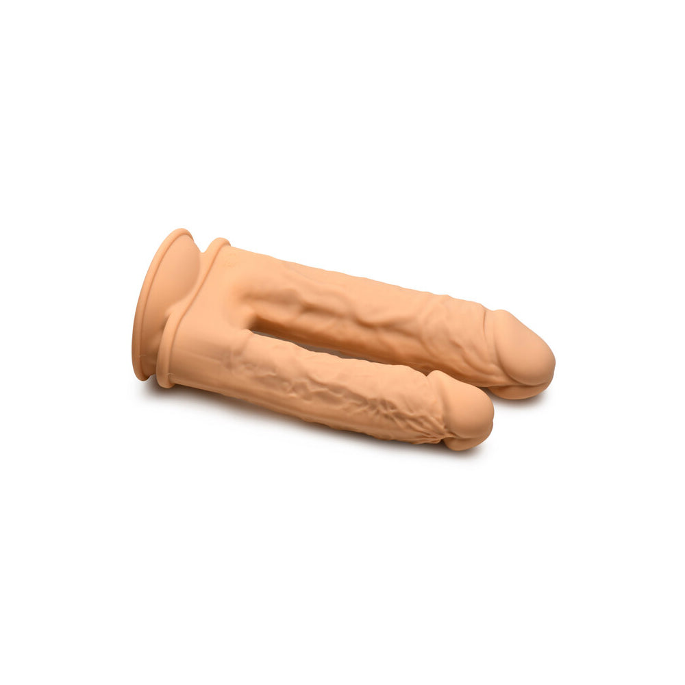 Fleshstixxx Vibrating Silicone Double Dildo Tan | 653078942668 | Available at EroticWarehouse.com