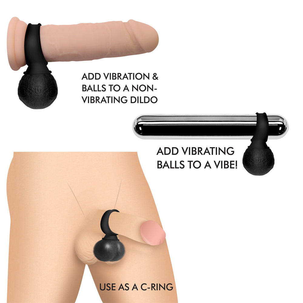 Jock 28X Vibrating Silicone Balls Large Black | 653078943238 | Available at EroticWarehouse.com