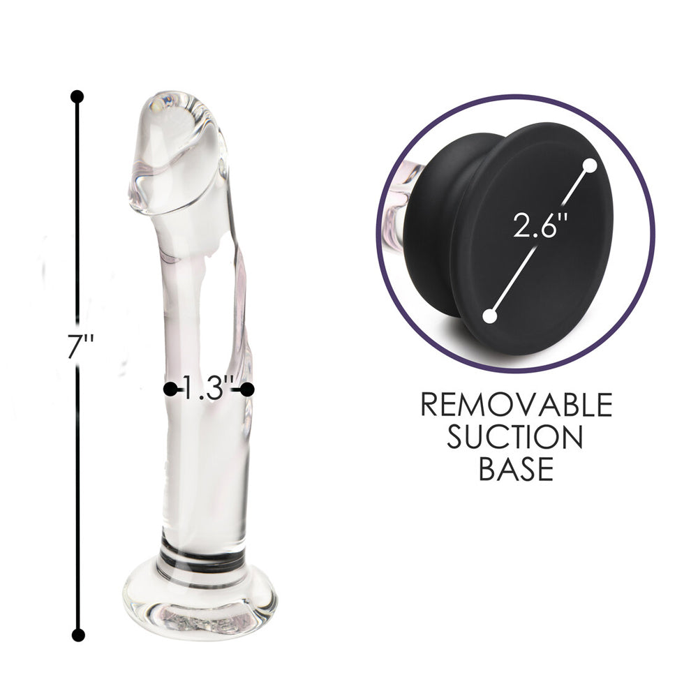 Pleasure Crystals 7" Glass Dildo With Silicone Base | 653078943931 | Available at EroticWarehouse.com