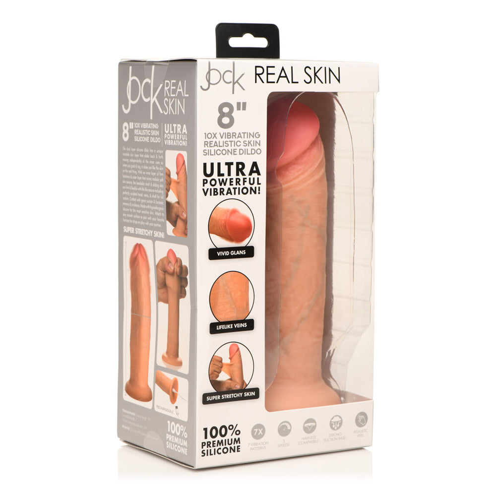 Jock 8" Vibrating Realistic Skin Silicone Dildo Light | 653078944174 | Available at EroticWarehouse.com