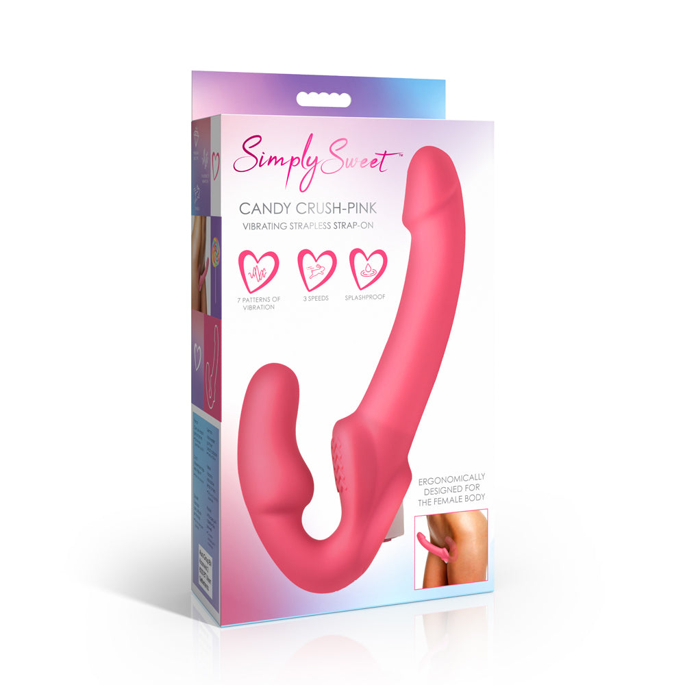 Simply Sweet Candy Crush Pink Vibrating Strapless Strap-On | 653078944891 | Available at EroticWarehouse.com