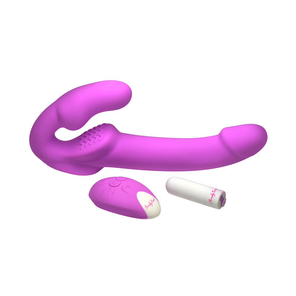 Simply Sweet Candy Crush Purple Vibrating Strapless Strap-On W/ Remote | 653078944907 | Available at EroticWarehouse.com