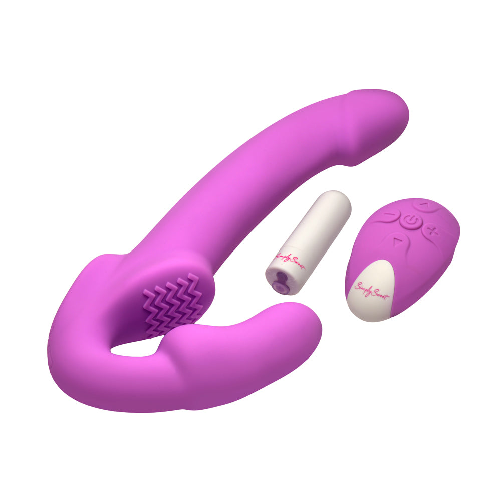 Simply Sweet Candy Crush Purple Vibrating Strapless Strap-On W/ Remote | 653078944907 | Available at EroticWarehouse.com