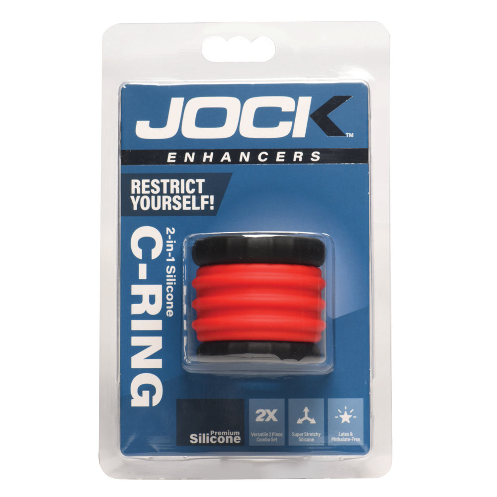 Jock Enhancers 2-In-1 Silicone Cock Ring Red | 653078945089 | Available at EroticWarehouse.com