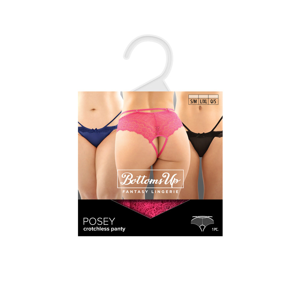 Posey Strappy Crotchless Panty Pink L/Xl | 657447089329 | Available at EroticWarehouse.com