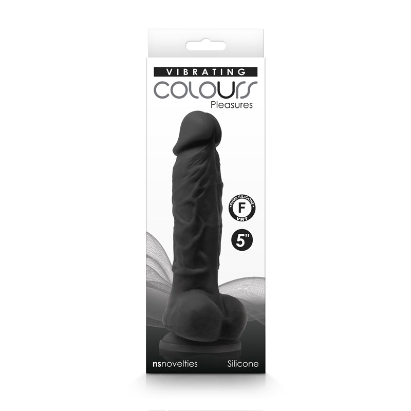 Colours Pleasures Vibrating 5" Dildo Black | 657447104237 | Available at EroticWarehouse.com