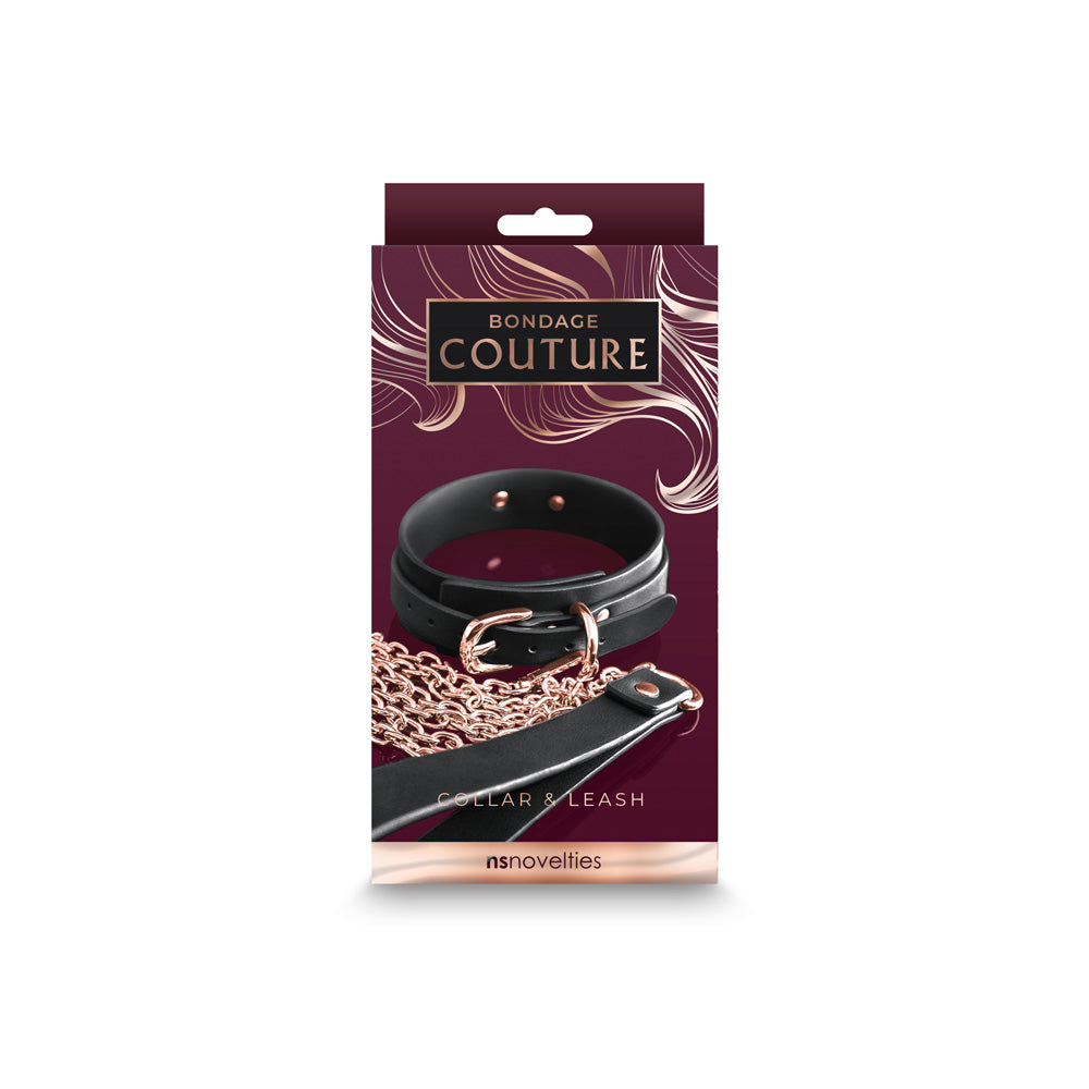 Bondage Couture Collar And Leash Black | 657447104558 | Available at EroticWarehouse.com