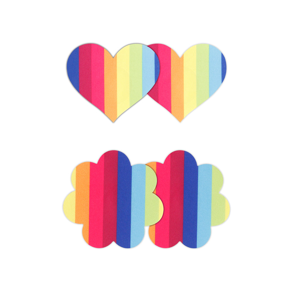 Pretty Pasties Pride Heart & Flower Rainbow 2 Pair | 657447107788 | Available at EroticWarehouse.com