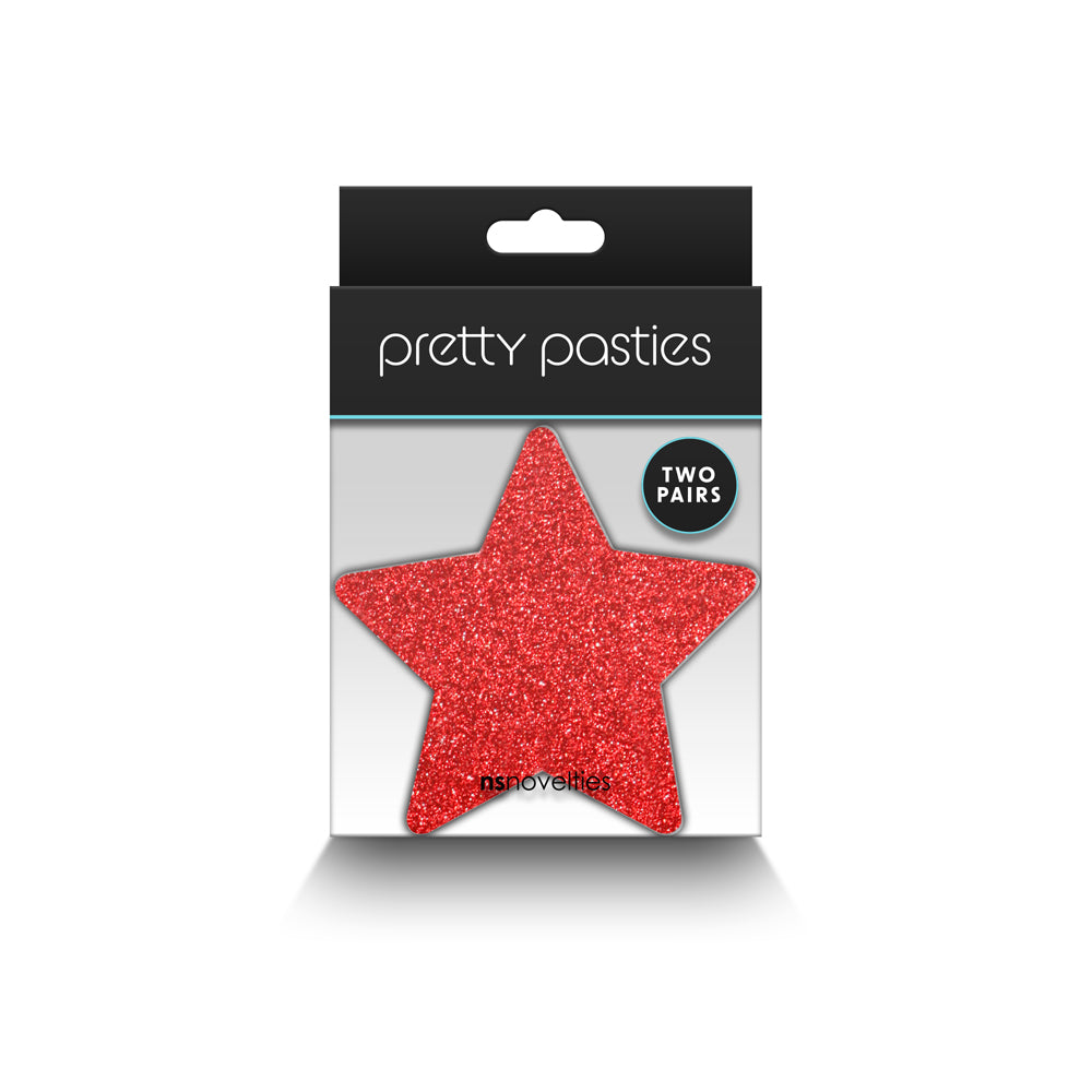 Pretty Pasties Glitter Stars Red/Silver 2 Pair | 657447107818 | Available at EroticWarehouse.com