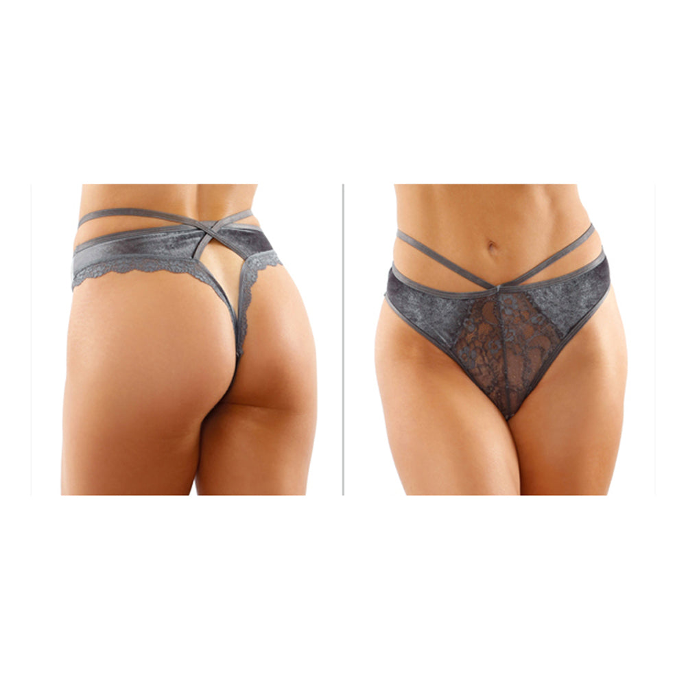 Kalina Velvet Cut-Out Thong With Keyhole Back L/Xl | 657447303982 | Available at EroticWarehouse.com