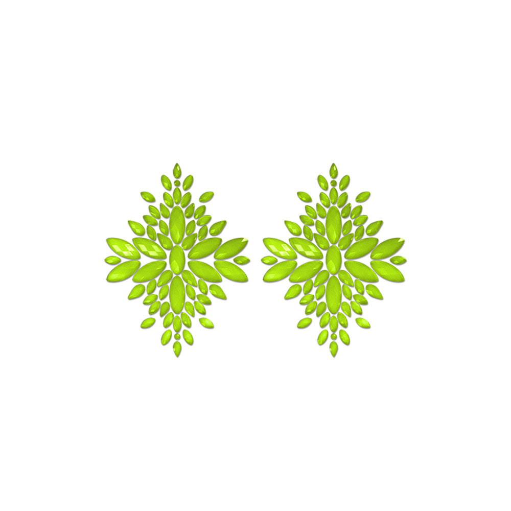 Fashion Pasties Set Neon Green Crystal Pasties | 657447311987 | Available at EroticWarehouse.com