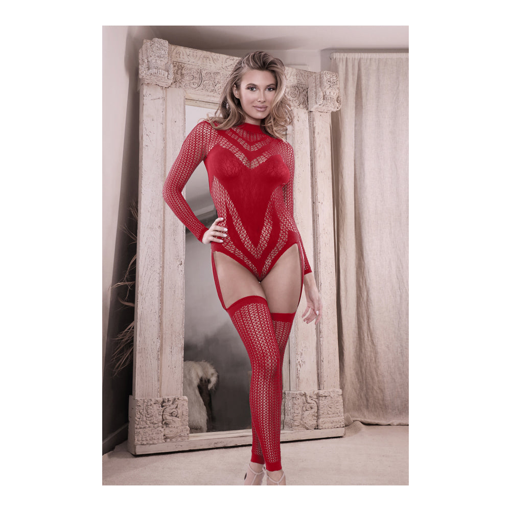 Infatuation Open Back Long Sleeve Teddy Bodystocking | 657447312823 | Available at EroticWarehouse.com