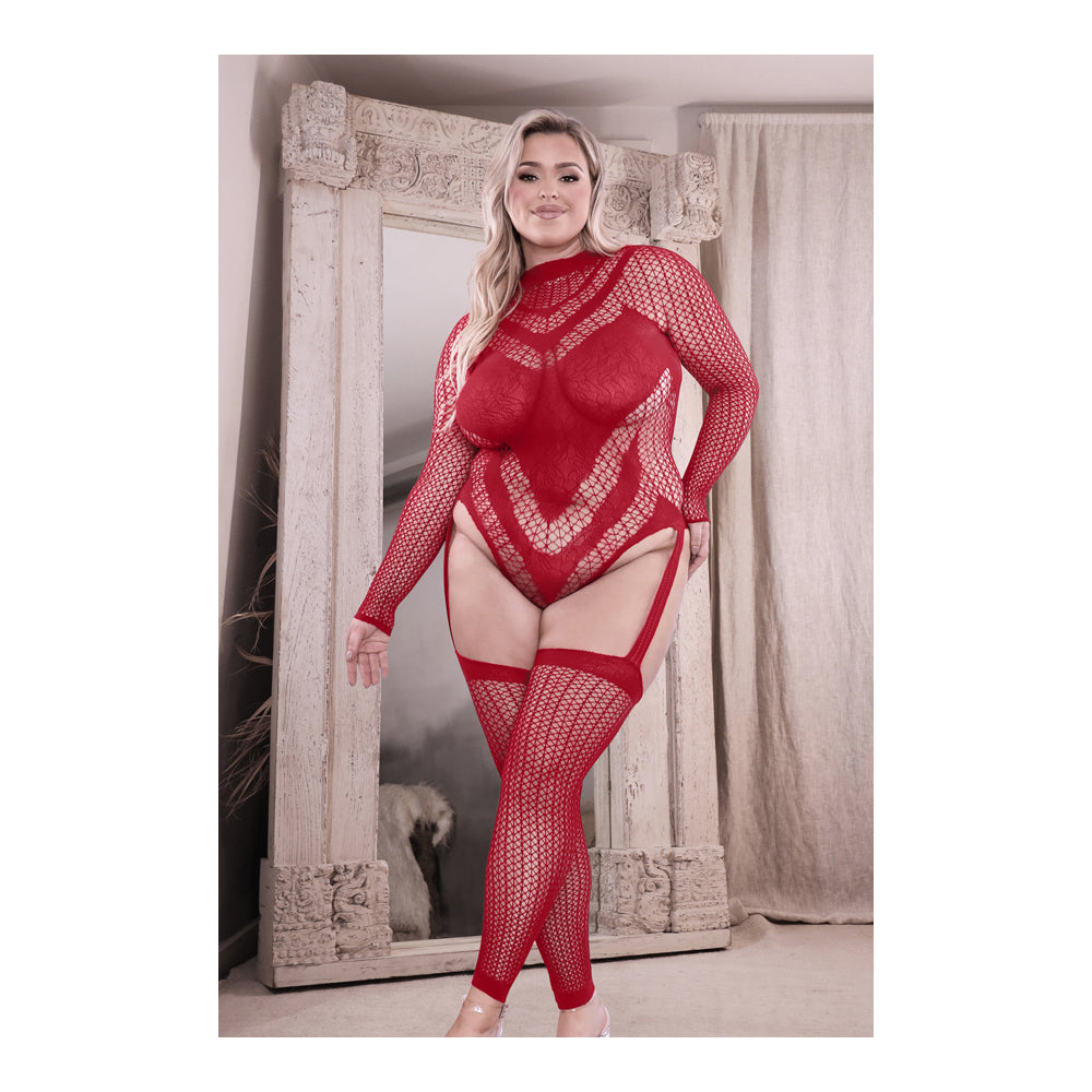 Infatuation Open Back Long Sleeve Teddy Bodystocking Queen | 657447312830 | Available at EroticWarehouse.com