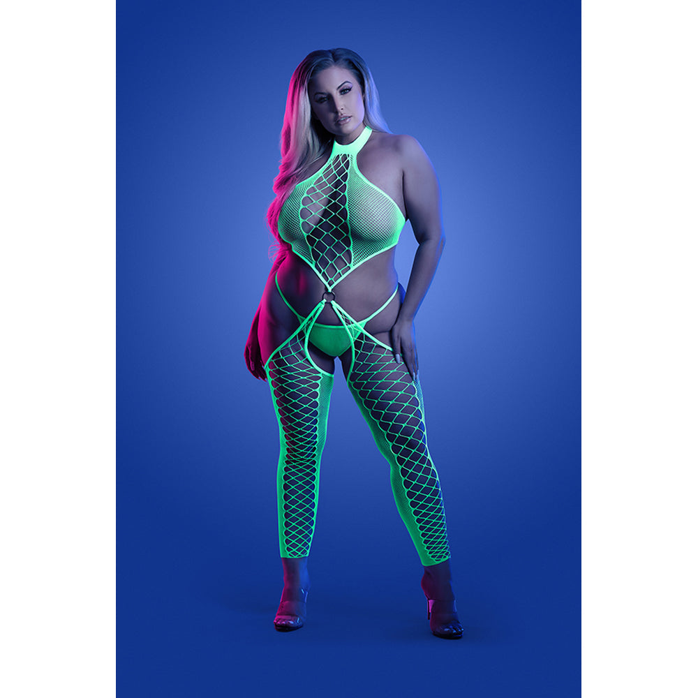 High Voltage High Neck Bodystocking & G-String Queen Size | 657447317057 | Available at EroticWarehouse.com