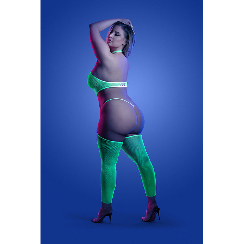 High Voltage High Neck Bodystocking & G-String Queen Size | 657447317057 | Available at EroticWarehouse.com