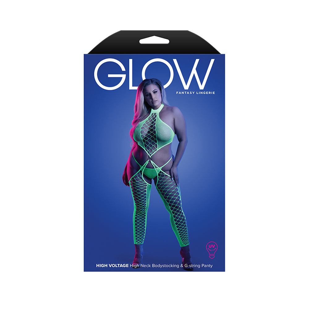 High Voltage High Neck Bodystocking & G-String Queen Size | 657447317057 | Available at EroticWarehouse.com