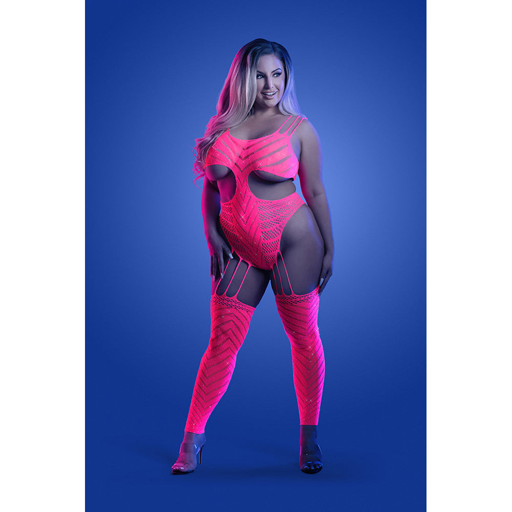 Wavelength Cutout Rhinestone Teddy Bodystocking Queen Size | 657447317095 | Available at EroticWarehouse.com