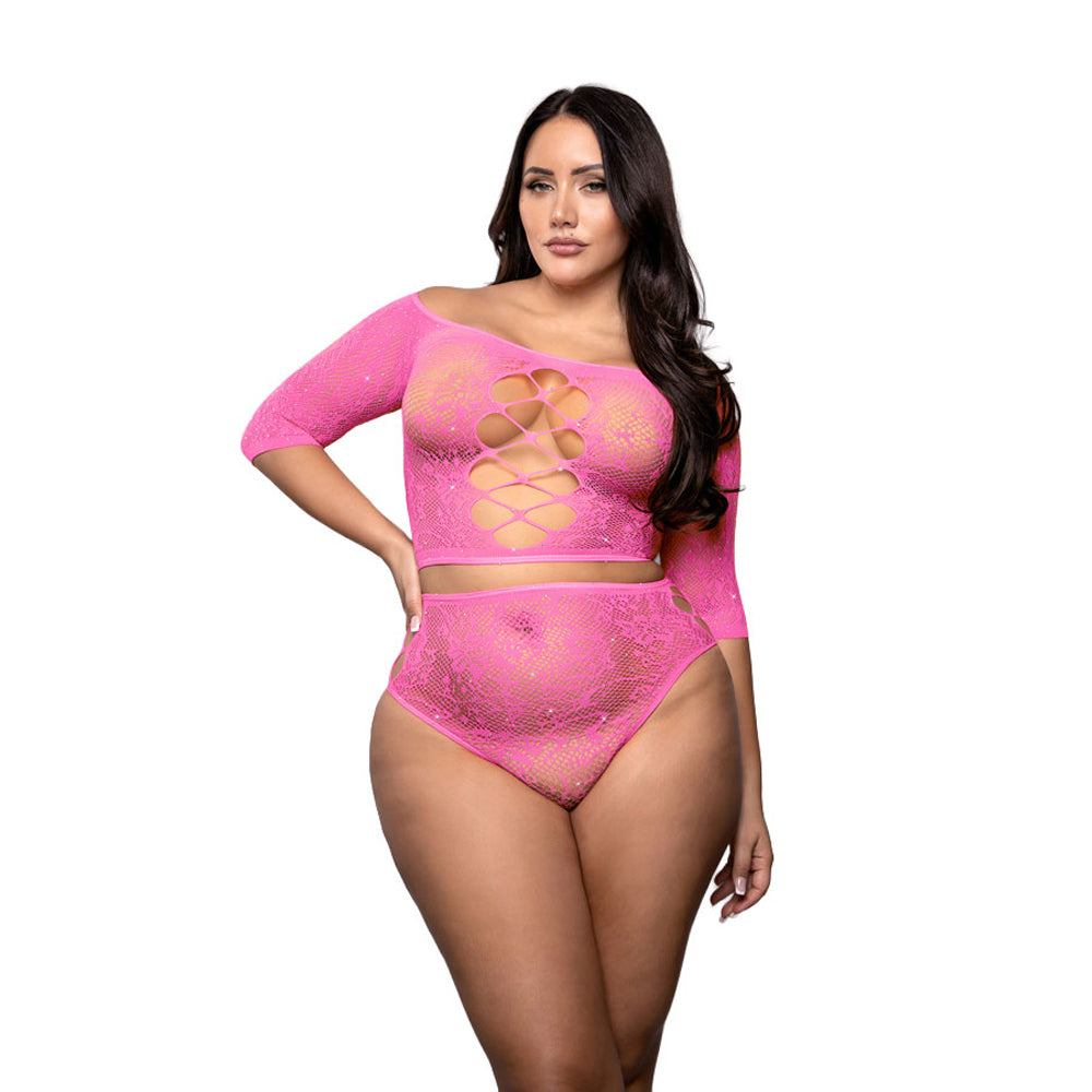 Wide Awake Rhinestone Top & Panty Queen Size | 657447323010 | Available at EroticWarehouse.com
