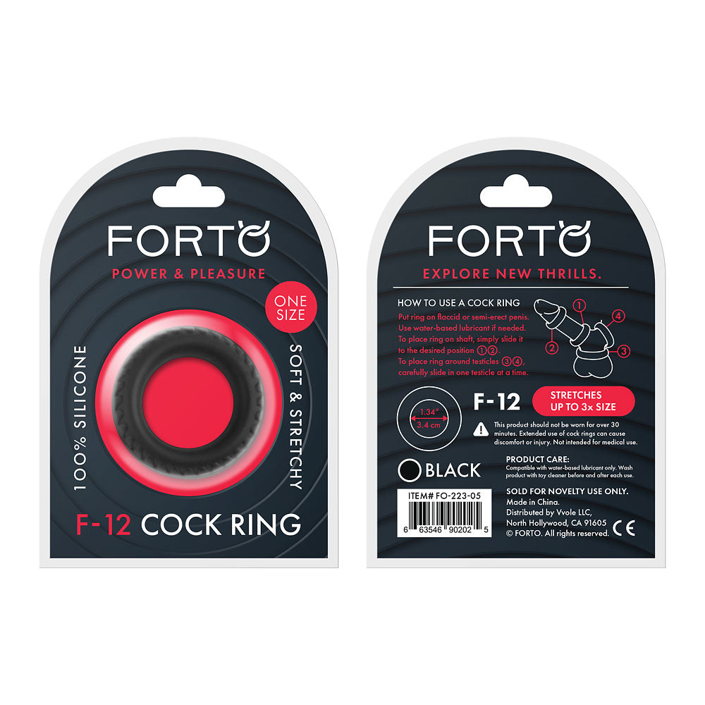 F-12: 35Mm 100% Liquid Silicone C-Ring O/S Black | 663546902025 | Available at EroticWarehouse.com