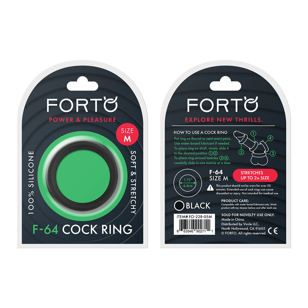 F-64: 45Mm 100% Silicone Ring Wide Medium Black | 663546902711 | Available at EroticWarehouse.com