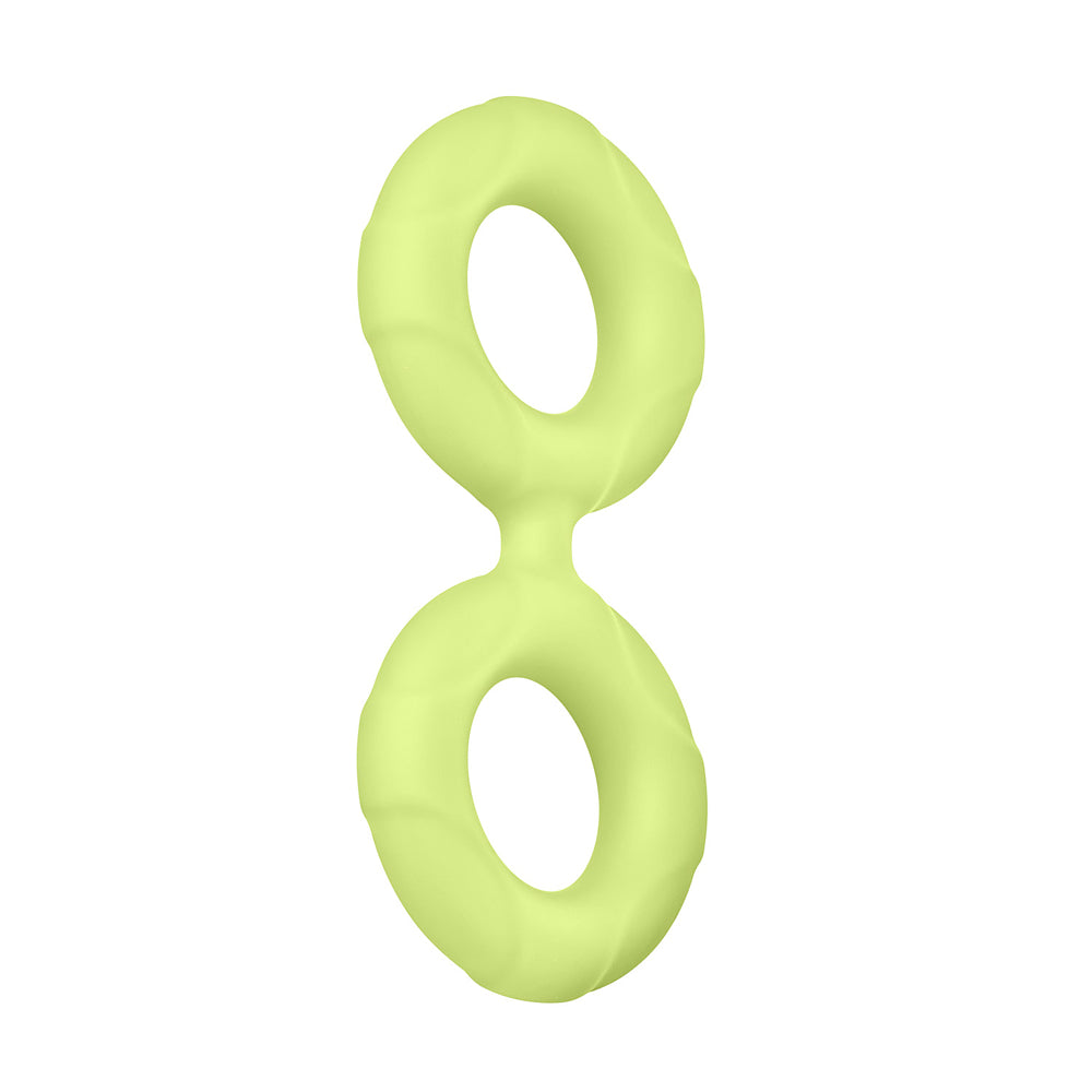 F-81: Double Ring Liquid Silicone 47Mm Glow | 663546904869 | Available at EroticWarehouse.com