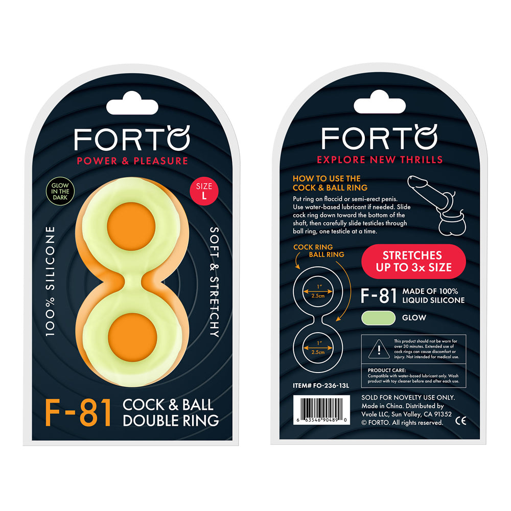 F-81: Double Ring Liquid Silicone 51Mm Glow | 663546904890 | Available at EroticWarehouse.com