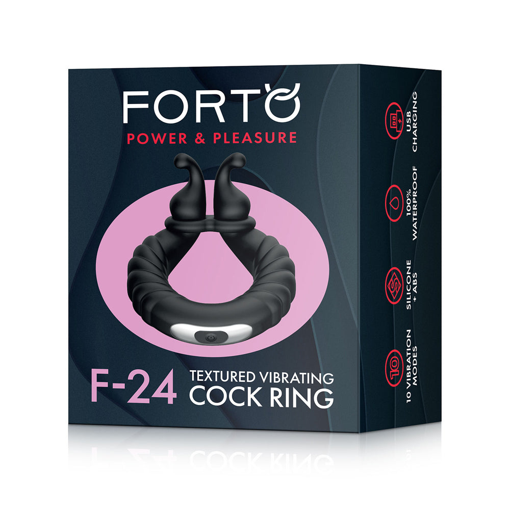 F-24: Textured Vibrating Cockring Black | 663546905231 | Available at EroticWarehouse.com