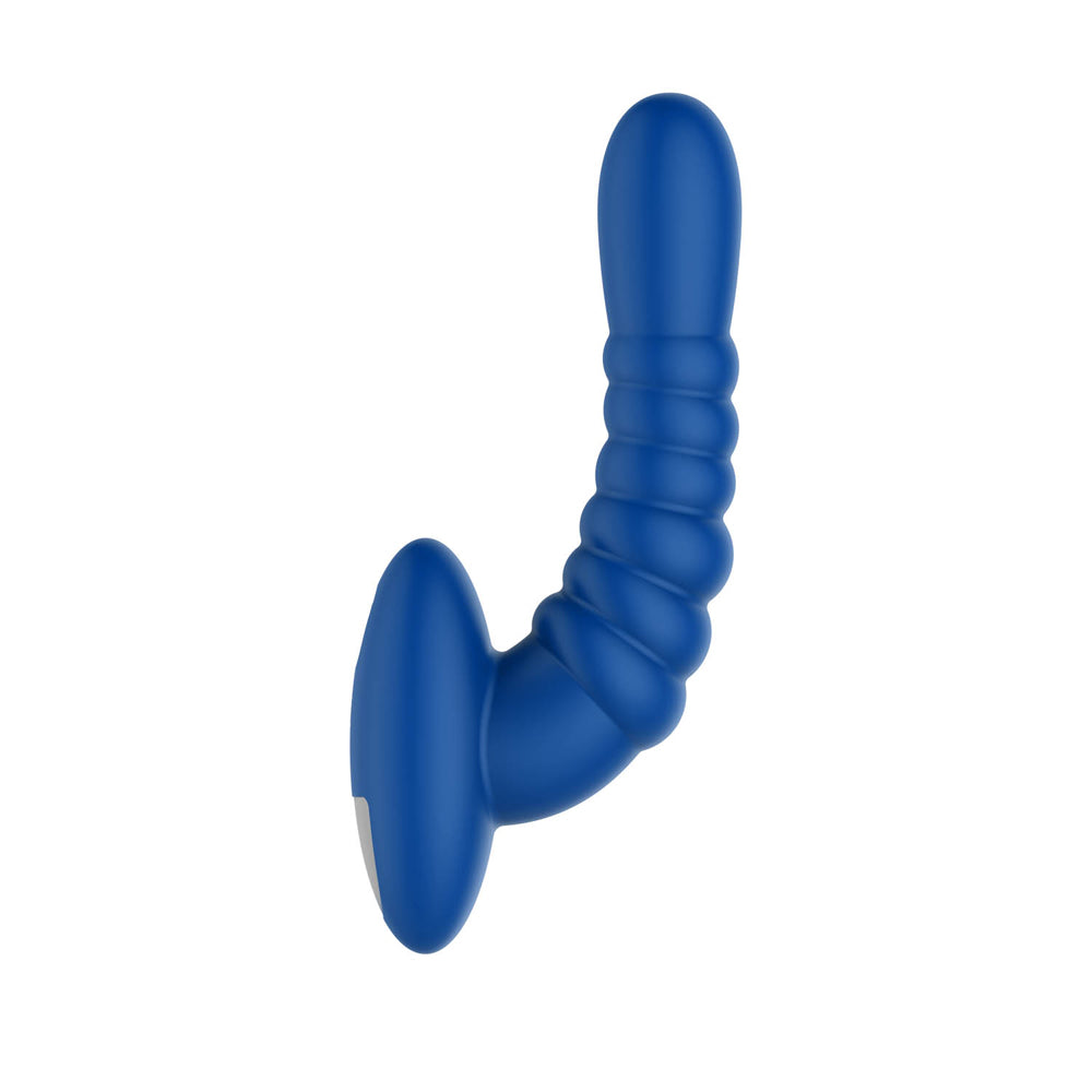 Ribbed Pro Vibrating Massager Blue | 663546906207 | Available at EroticWarehouse.com