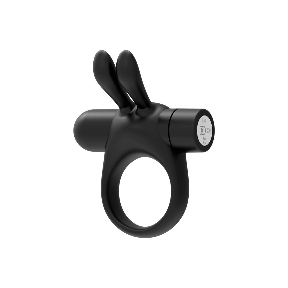 Bunny Vibrating Cockring Black | 663546906238 | Available at EroticWarehouse.com
