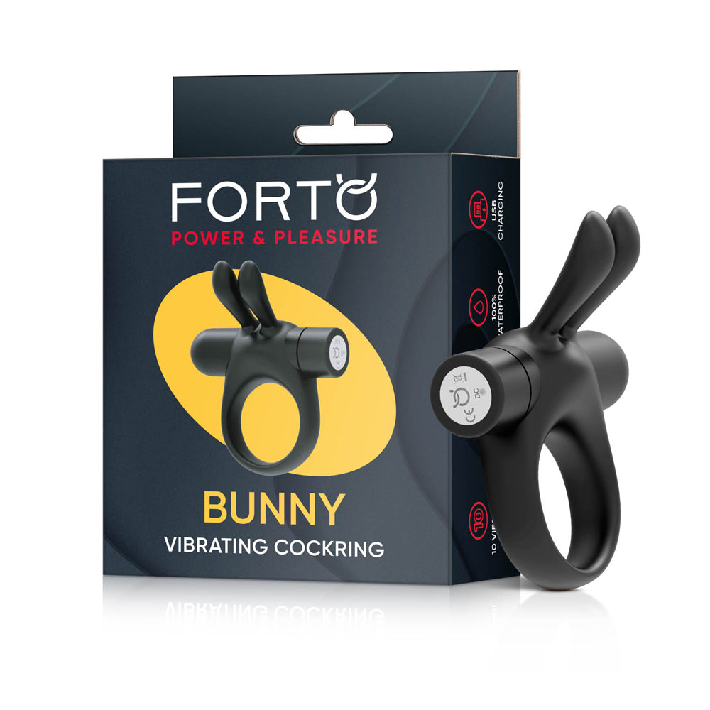 Bunny Vibrating Cockring Black | 663546906238 | Available at EroticWarehouse.com
