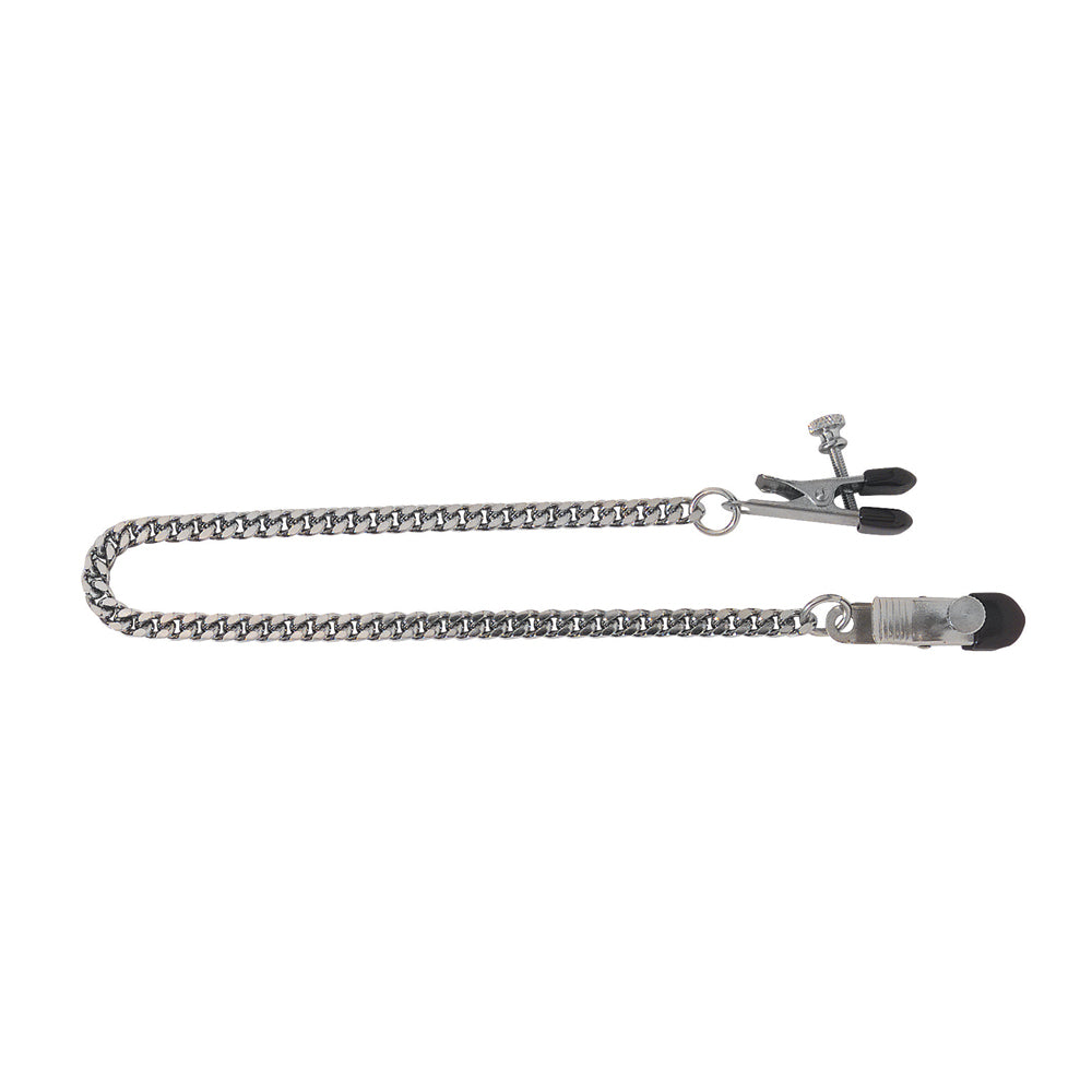 Broad Tip Clamp & Jewel Chain - Adj. | 669729200018 | Available at EroticWarehouse.com