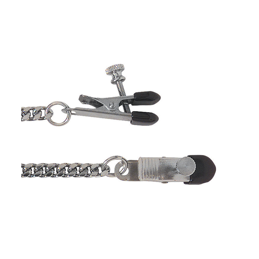 Broad Tip Clamp & Jewel Chain - Adj. | 669729200018 | Available at EroticWarehouse.com
