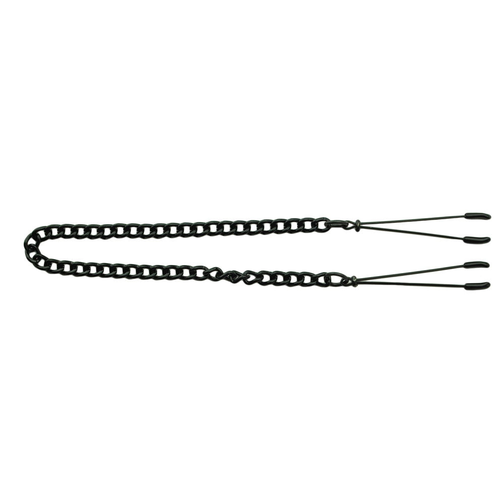 Black Tweezer Clamp W/ Link Chain | 669729200544 | Available at EroticWarehouse.com