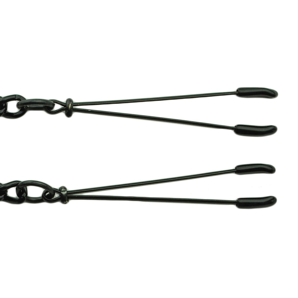 Black Tweezer Clamp W/ Link Chain | 669729200544 | Available at EroticWarehouse.com