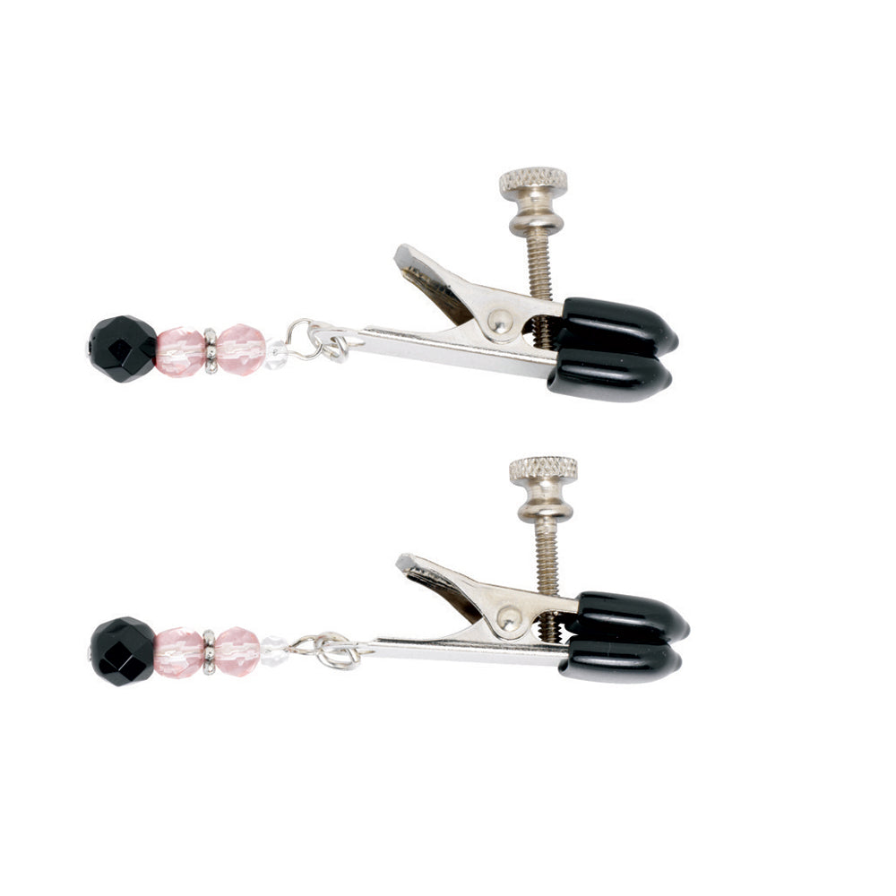 Broad Tip Clamp W/Pink Beads - Adj. | 669729221112 | Available at EroticWarehouse.com