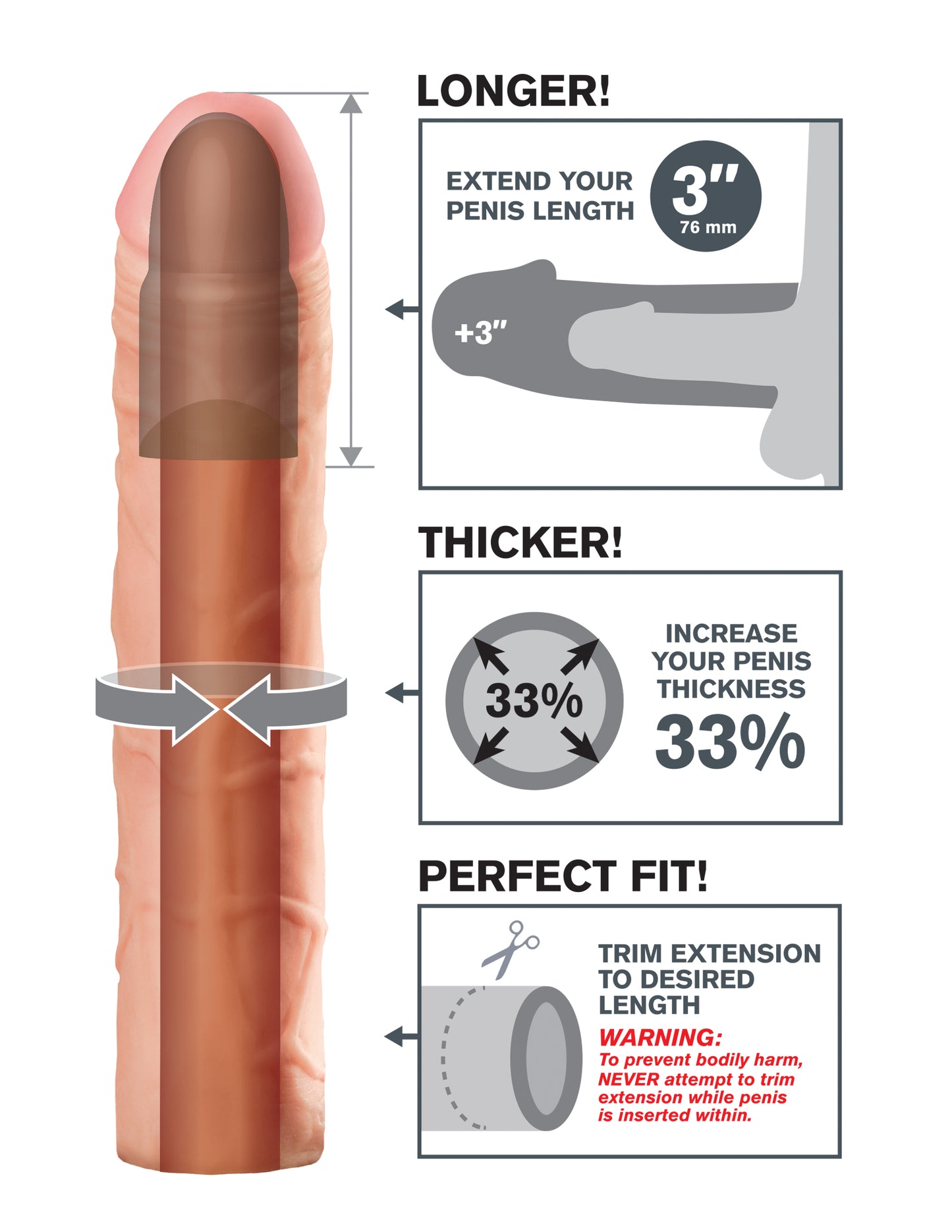 Fantasy X-Tension Perfect 3-Inch Extension | 603912345681 | Available at EroticWarehouse.com