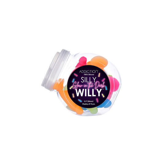 Addiction Silly Willy 3.5" Mini Dongs Glow In The Dark 12Ct Display | 677613870667 | Available at EroticWarehouse.com
