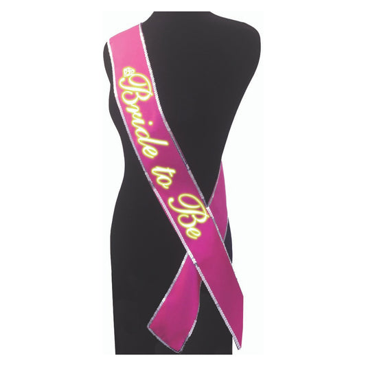 Bride To Be Glow In The Dark Sash Hot Pink | 685634101080 | Available at EroticWarehouse.com