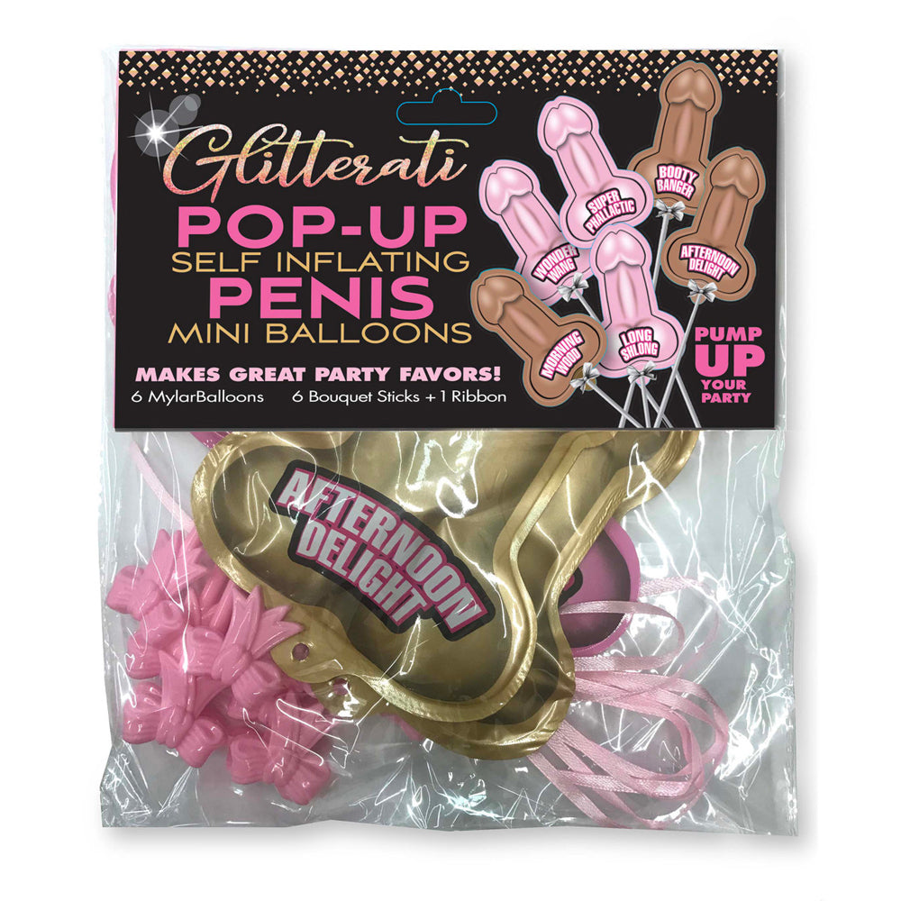 Glitterati Penis Pop up Balloons 6 Pack | 685634101776 | Available at EroticWarehouse.com