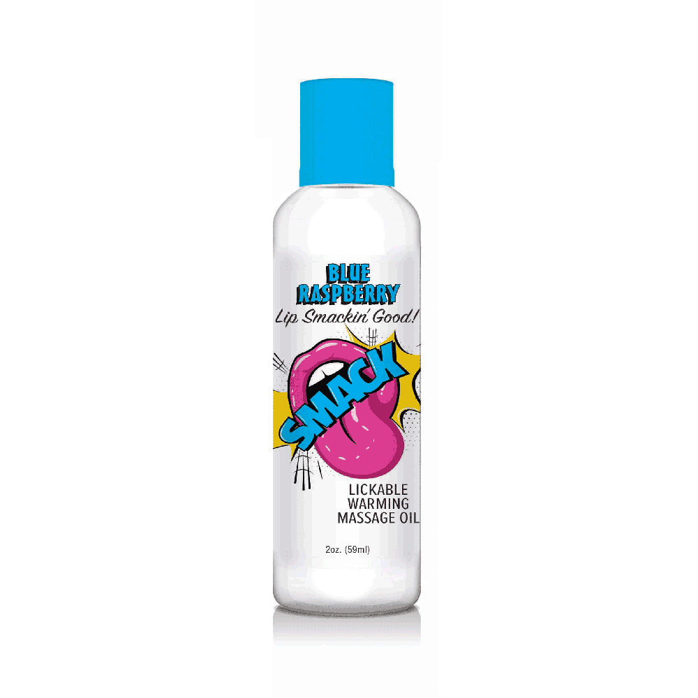Smack Lickable Massage Oil Blue Raspberry 2 oz. | 685634111447 | Available at EroticWarehouse.com