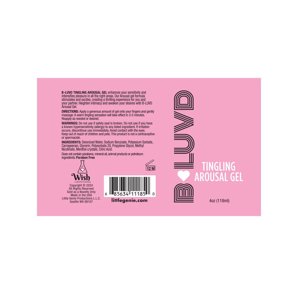 B-Luvd Arousal Gel 4 oz. | 685634111850 | Available at EroticWarehouse.com