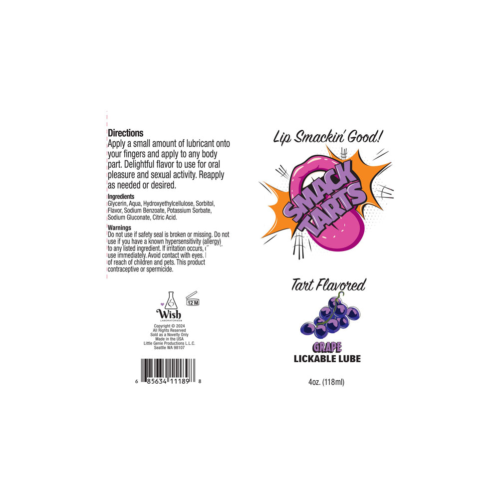 Smack Tarts Lickable Sour Grape Lube 4 oz. | 685634111898 | Available at EroticWarehouse.com