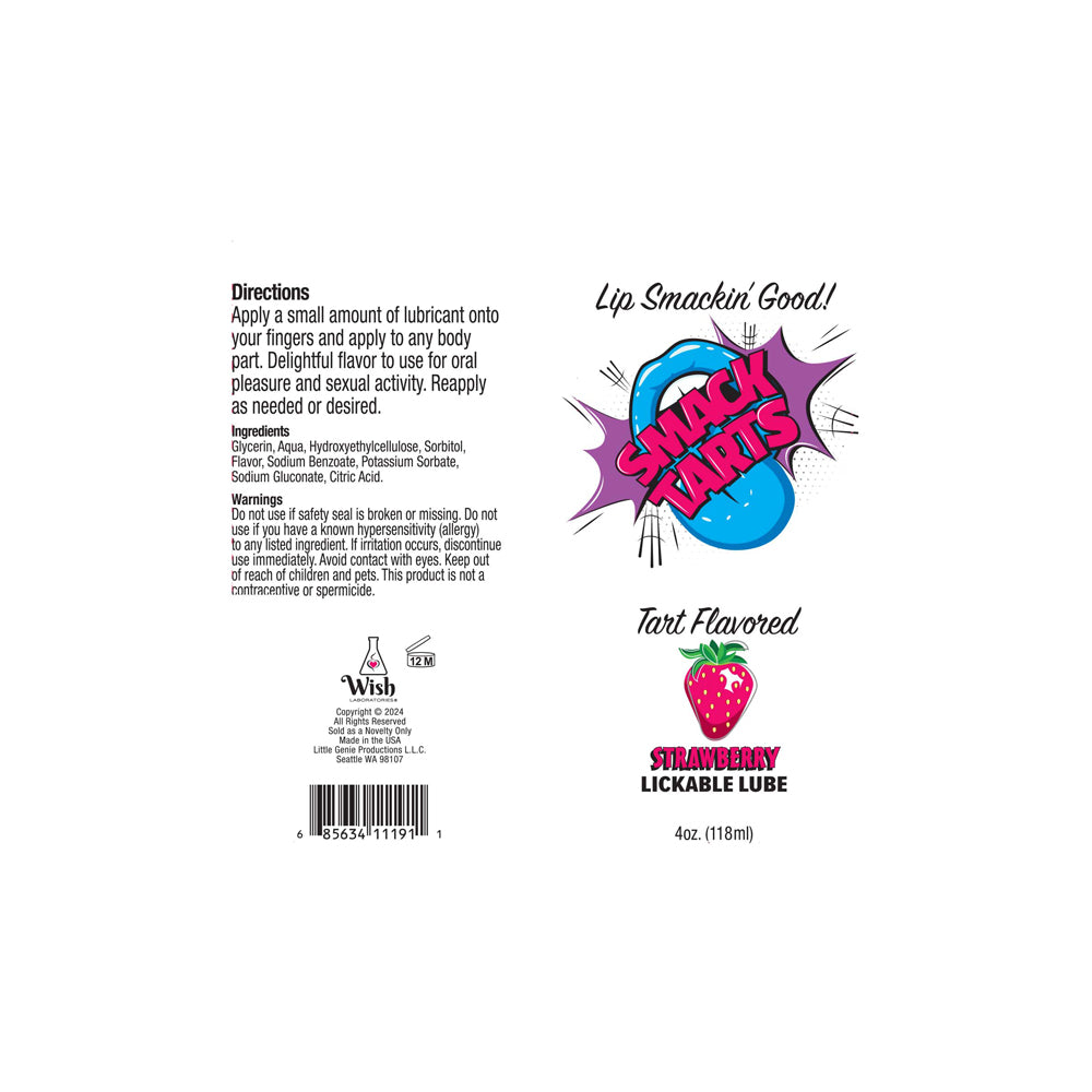 Smack Tarts Lickable Sour Strawberry Lube 4 oz. | 685634111911 | Available at EroticWarehouse.com