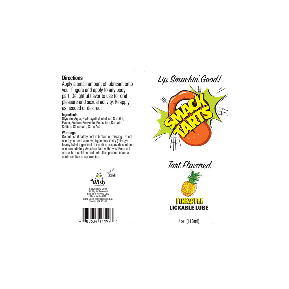 Smack Tarts Lickable Sour Pineapple Lube 4 oz. | 685634111973 | Available at EroticWarehouse.com