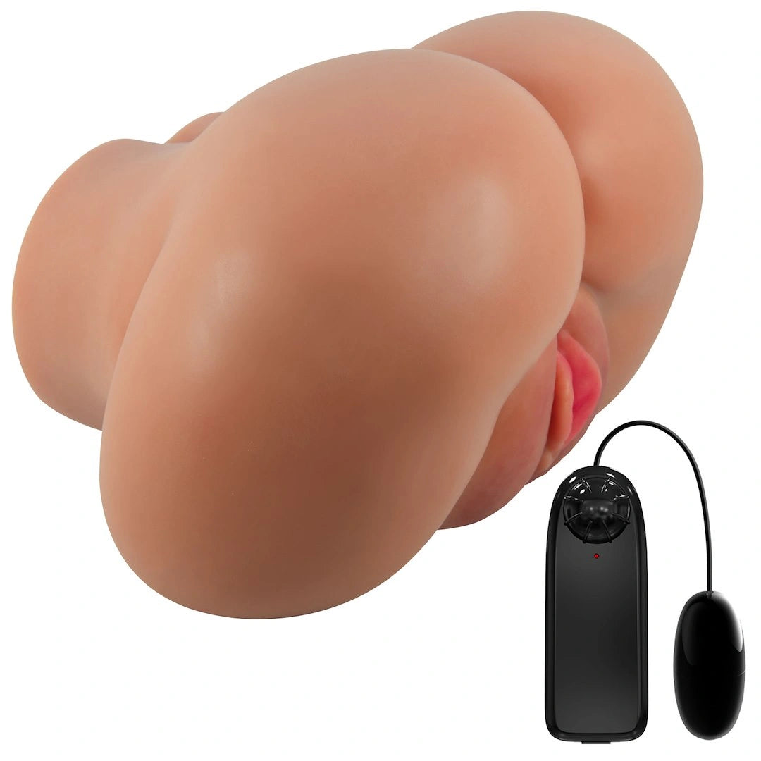 Luna Realistic Vagina and Ass Vibrating Stroker - Tan | 6959532360196 | Available at EroticWarehouse.com