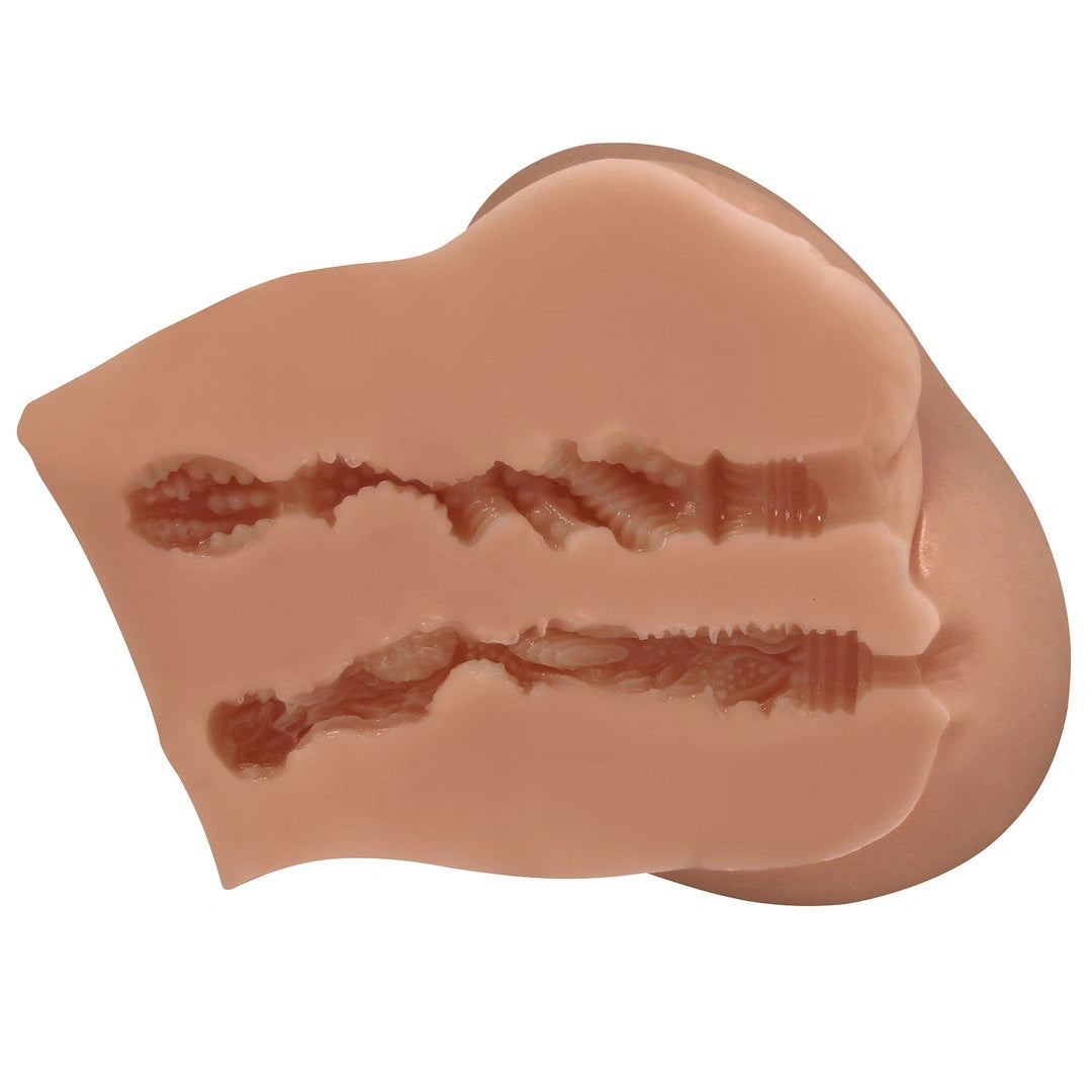 Luna Realistic Vagina and Ass Vibrating Stroker - Tan | 6959532360196 | Available at EroticWarehouse.com