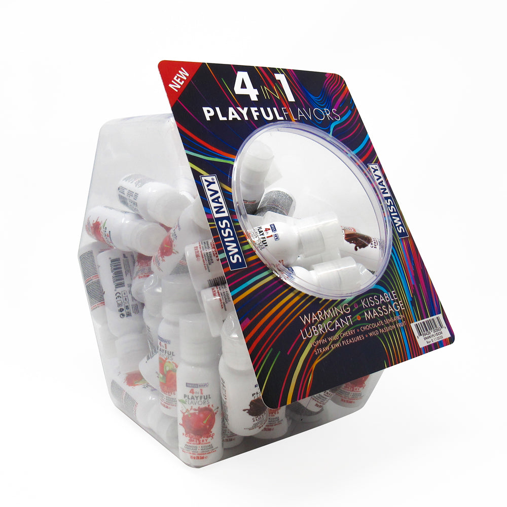 Swiss Navy 4 In 1 Assort Flavors 1 oz. 50Ct Fishbowl | 699439005634 | Available at EroticWarehouse.com