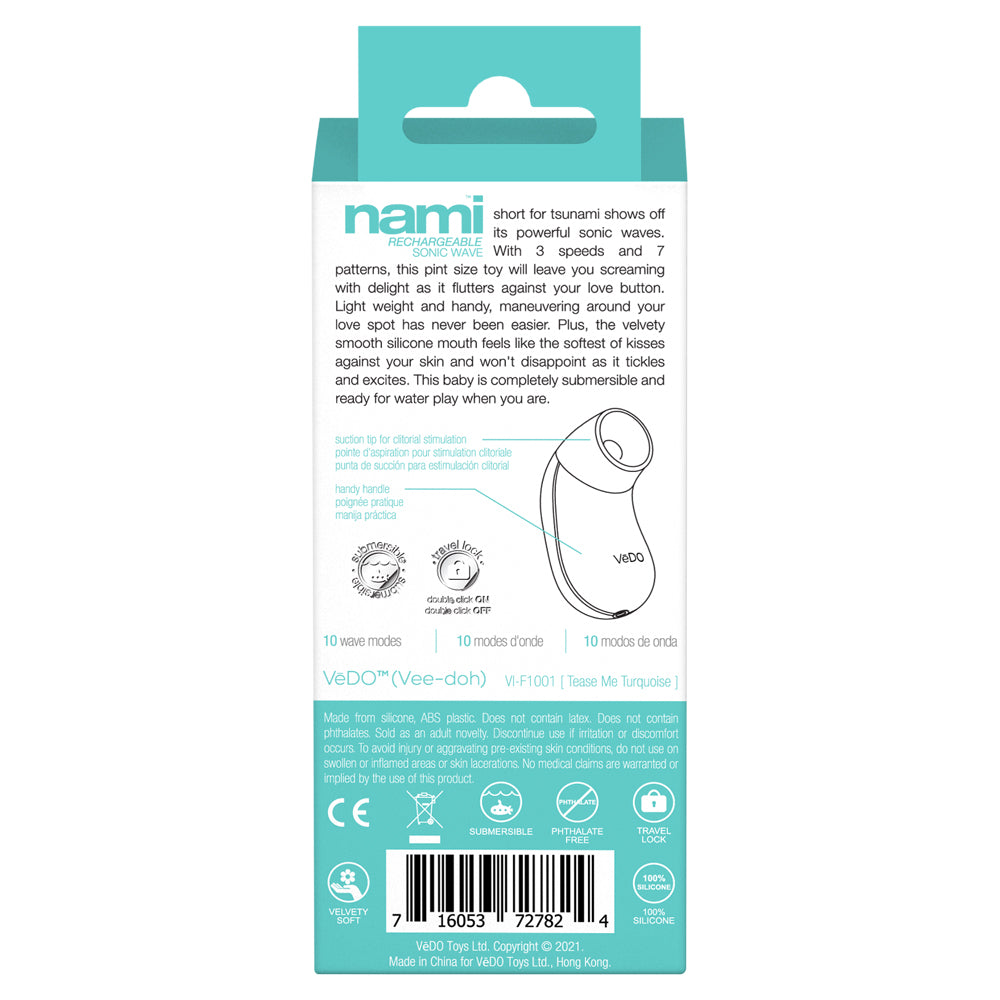 Nami Rechargeable Sonic Vibe Tease Me Turquoise | 716053727824 | Available at EroticWarehouse.com